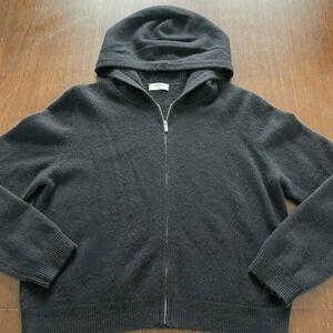 Aritzia 100% Cashmere Zip Up Hooded Black Sweater Size XL Classic Capsule Luxury
